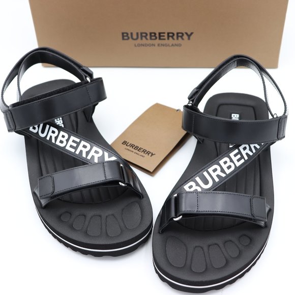 Burberry Other - NIB Burberry Men's Patterson Black Leather Logo Straps Sandals